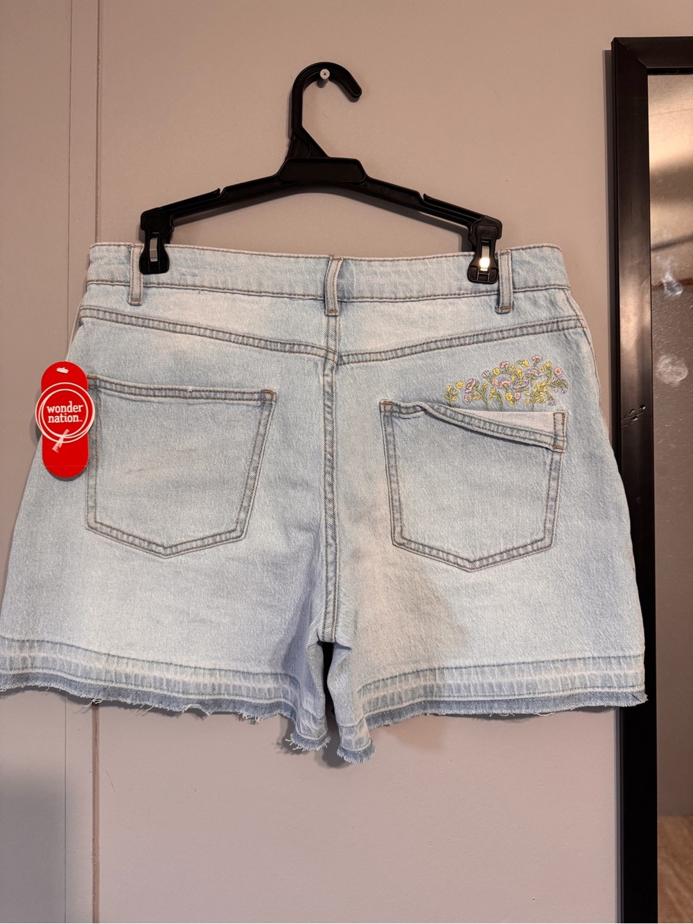 wonder nation Light Blue Embroidered Back-Pocket Denim Shorts
